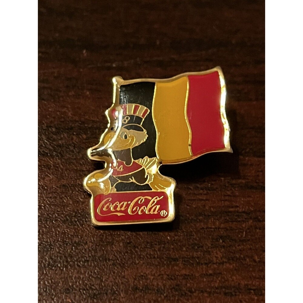 Vintage 1984 Los Angeles Olympics Coca‎ Cola Sam Eagle Belgium Flag Lapel Pin